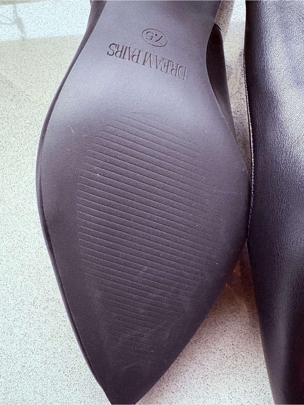 Black Leather Slingback Kitten Heel Pumps - Picture 4 of 5